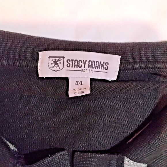 Stacy Adams Button-Front Dress Shirt Black with White And gray Stripes 4XL - Picture 2 of 7